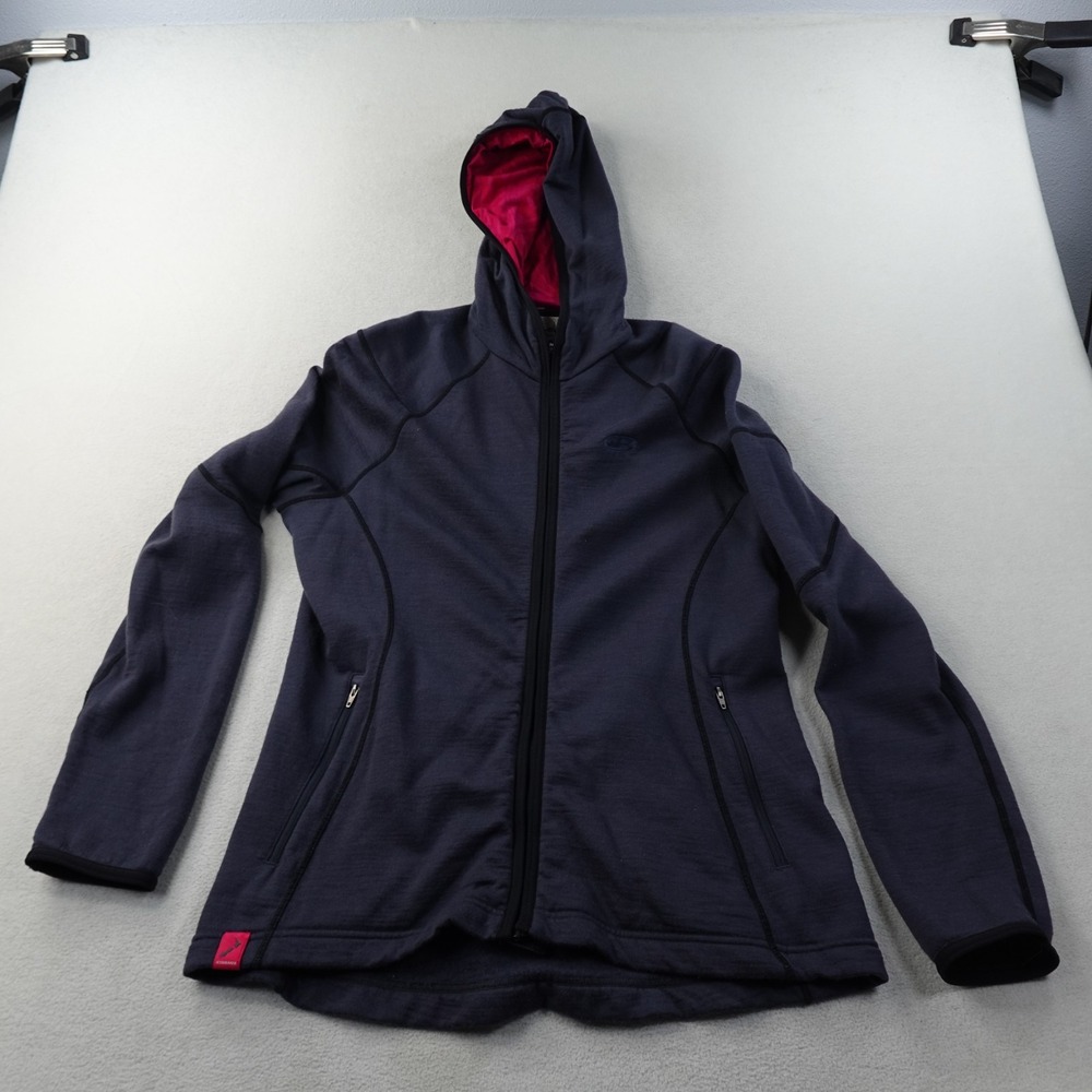 Icebreaker RealFleece 260 Jacket Womens L Merino Wool Full Zip Hoodie Gray